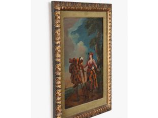 Italian School Oil on Canvas, Actors on Road 18th/19th Century 19.25W X 24.5H