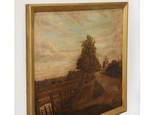 Folk Art Painting of a Farmstead 44.5W x 33.5H - Cleared Art