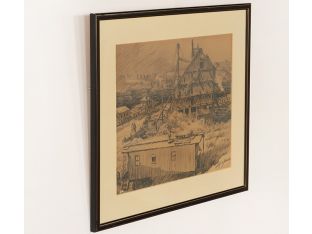 Framed Antique Ink on Paper 19W x 16H - Cleared Art