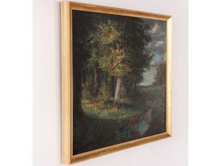 French Impressionist Oil Painting of Cow Grazing 30W x 25H - Cleared Art