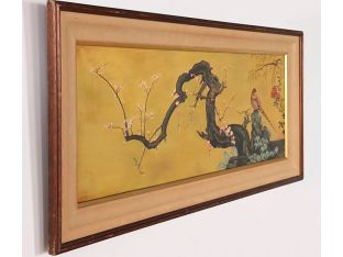 Large Asian Impressionist Bird on Branch 54W x 24H - Cleared Art