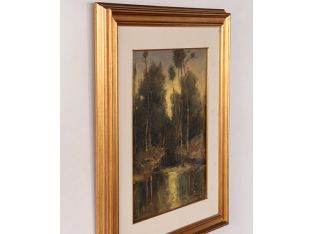 American School Florida Palm Tree Oil Painting 25W x 29H - Cleared Art