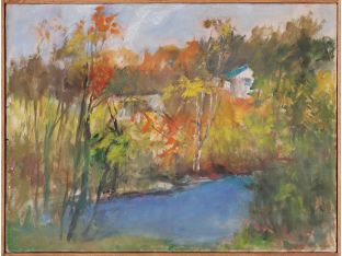 American Modernist Fall Landscape 24W x 18H - Cleared Art