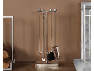 Luxury Nickel Finish Fire Tools - Cleared