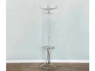 Curved Pewter Finish Coatrack - Cleared