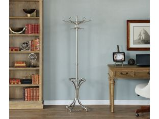 Curved Pewter Finish Coatrack - Cleared