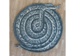 5' X 5' Round Lagoon / Ivory Snake Rug - Cleared 