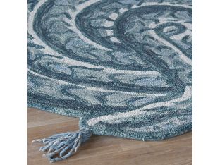 5' X 5' Round Lagoon / Ivory Snake Rug - Cleared 