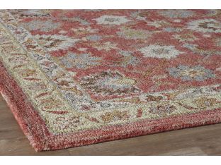Terracotta & Gold Wool Hooked Rug Cleared 9'3" X 13'