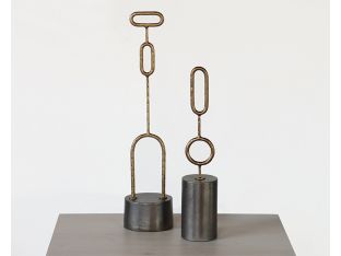 Set Of 2 Abstract Geometric Sculptures - Cleared
