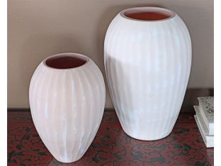 Set Of 2 Blush Vases With Swirl Pattern- Cleared