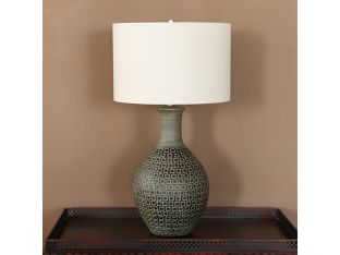 Moss Green And Gold Ceramic Table Lamp- Cleared