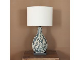 Blue And Cream Glazed Ceramic Table Lamp- Cleared