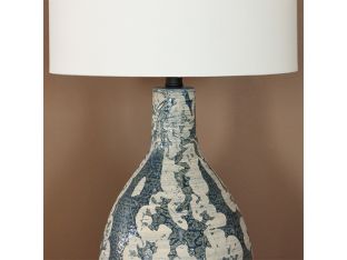 Blue And Cream Glazed Ceramic Table Lamp- Cleared