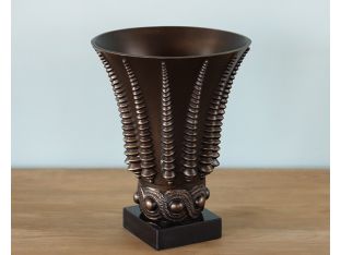 Bronze Deco Fluted Vase  - Cleared