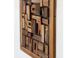 Abstract Reclaimed Wood Wall Art 30W x 48H