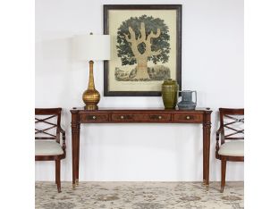 Flame Walnut Console Table With Tapered Legs