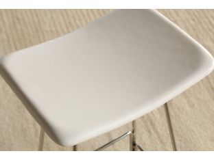 Polished Chrome Backless Counter Stool in White