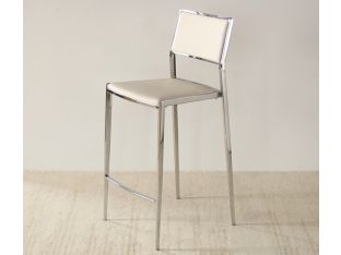 Polished Chrome Counter Chair in White