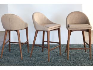 Walnut Counter Stool with Tan Upholstery