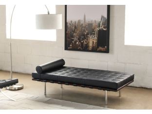 Black Leather Barcelona Style Day Bed