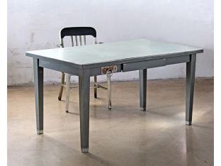 Gray Metal Interrogation Desk