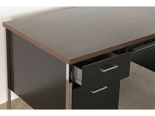Vintage Black Metal Desk With Laminate Top