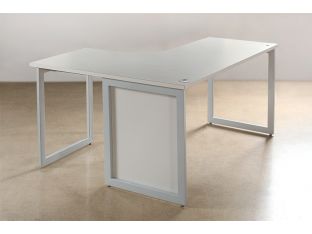 Grey Curved Office Desks Right Hand