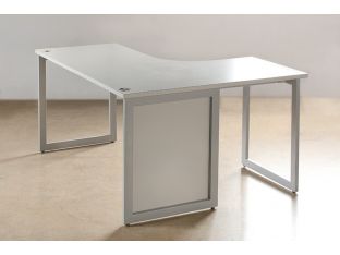Grey Curved Office Desks Left Hand