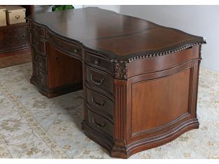 Burled Walnut Executive Desk With Walnut Inlay