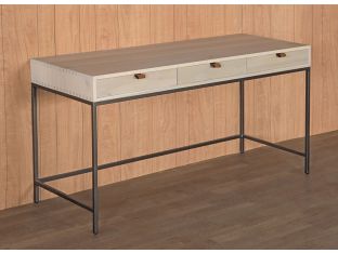 Light Poplar Writing Desk with Leather Pulls
