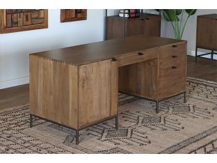 Auburn Poplar Executive Desk with Leather Pulls