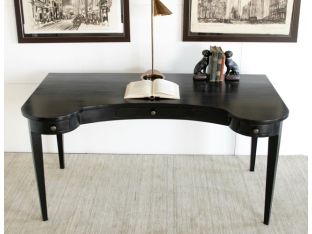 Desk With Bowed Front In Black Hand-Rubbed Mahogany