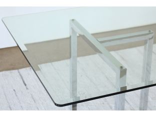 Chrome Sawhorse Dining Table with Glass Top