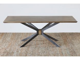 Industrial Iron and Brass Dining Table