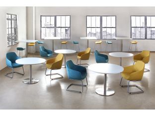 Square White Top Bar Table W/Brushed Aluminum Base