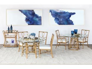 Rattan Pedestal Dining Table W/48" Round Glass Top