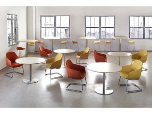 Square Maple Top Bar Table W/Brushed Aluminum Base