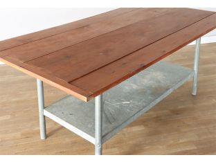 Vintage Industrial Wood & Metal Kitchen Island 