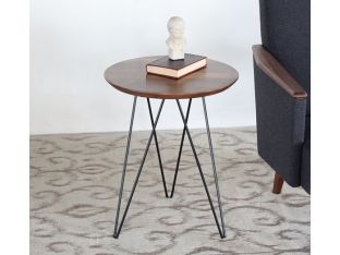 Solo End Table with Walnut Top and Black Metal Base