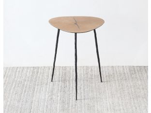 Tall White Oak End Table with Forged Steel Legs