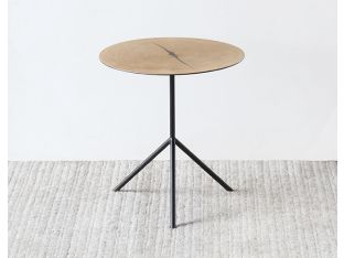 White Oak Tripod End Table with Steel Legs