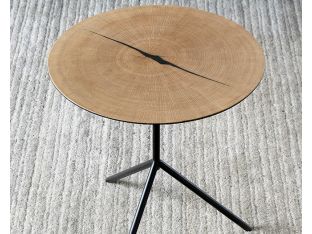 White Oak Tripod End Table with Steel Legs