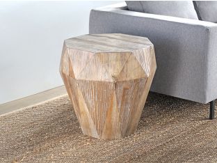 Reclaimed Elm Faceted End Table