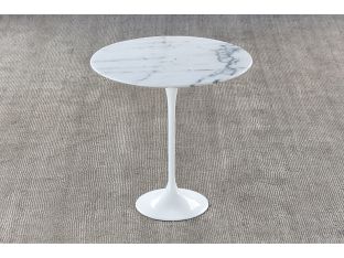 Saarinen Style Tulip End Table with White Stone Top