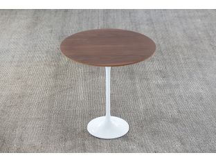 Saarinen Style Tulip End Table with Walnut Top