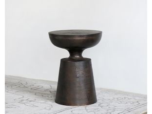 Antiqued Turned Brass End Table