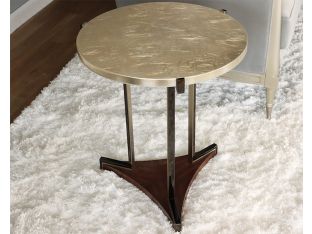 Round End Table w/ Undershelf & Greek Key Base