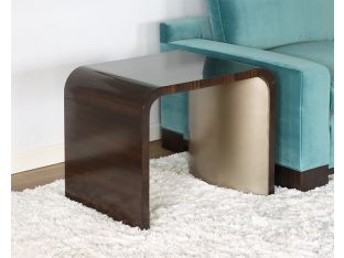 Dark Eucalyptus Wood and Bronze End Table