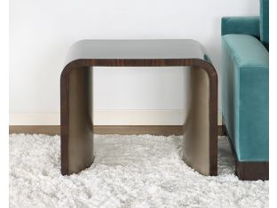 Dark Eucalyptus Wood and Bronze End Table